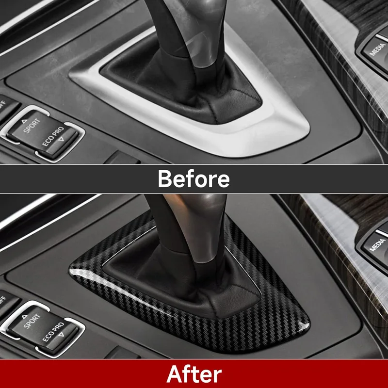 Carbon Fiber Style Center Console Shift Head Base Panel Plastic for BMW 1 2 3 4 Series F20 F21 F22 F23 F30 F31 F32 F33 F36 view 2