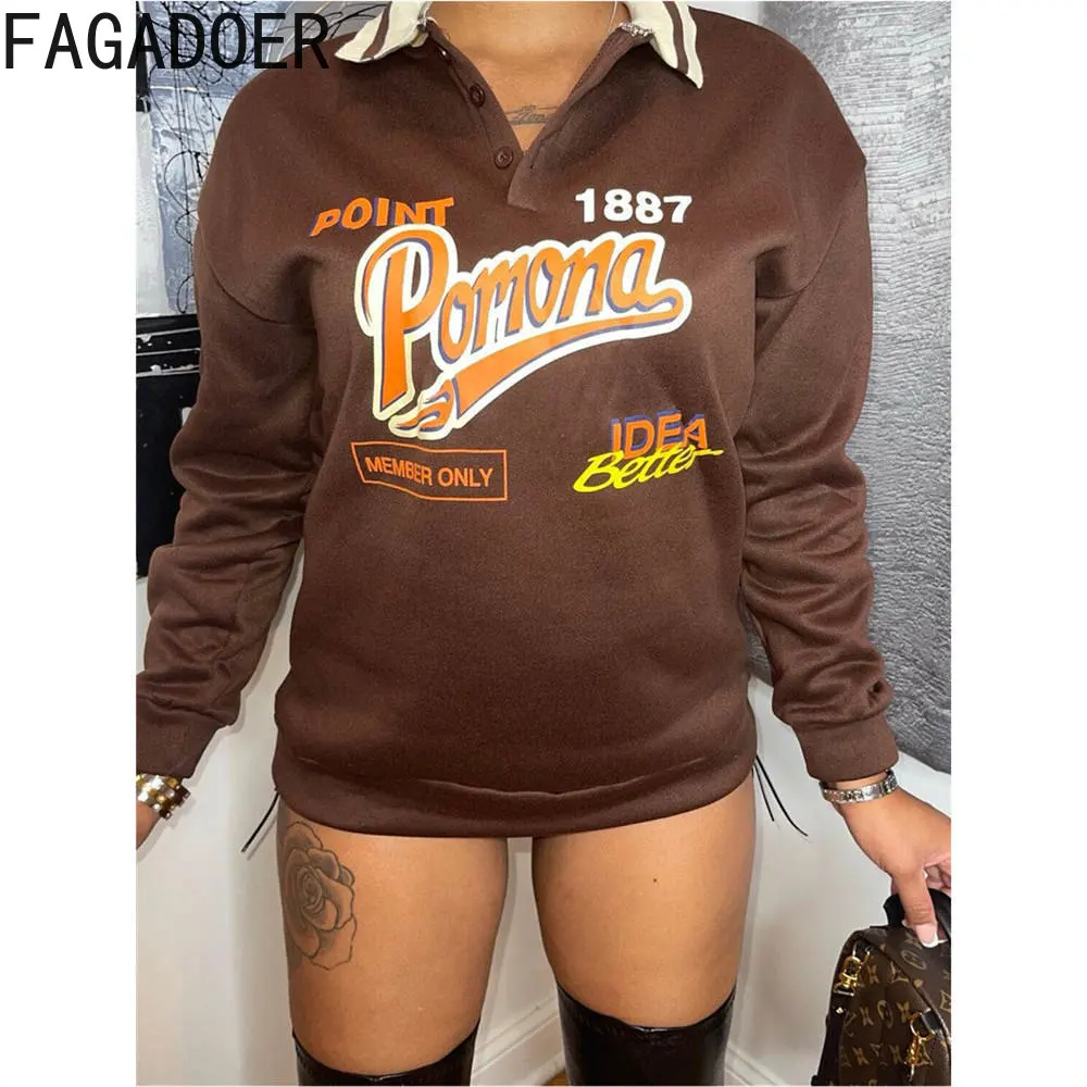 

FAGADOER Autumn Vintage Women Sweatshirt Harajuku Letter Print Long Sleeve Loose Pullover Female Fashion Streetwear Top Y2K 2022