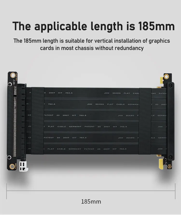 Imagem -02 - Pccooler-cabo Riser Gpu Anti-jamming Riser Express para Case I100 Cabo de Extensão de Placa Gráfica Pcie 3.0 Pcie 4.0 X16 185 mm