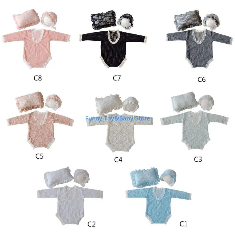 

C90B Baby Photography Props Кружевое смягчение капота поза поза подушка для новорожденных душ фото реквизит