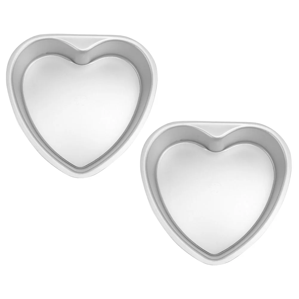

2 Pcs Heart Shaped Cake Molds 6 Inch Aluminum Alloy Removable Bottom Easy Demould Non Stick Mini Cheesecake for Baking