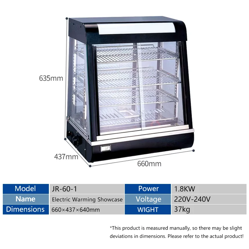 Commercial Insulated Stainless Steel Display Cabinet Full-Glass Door Electric Food Warmer for Bakery Hotel Restaurant Supplies