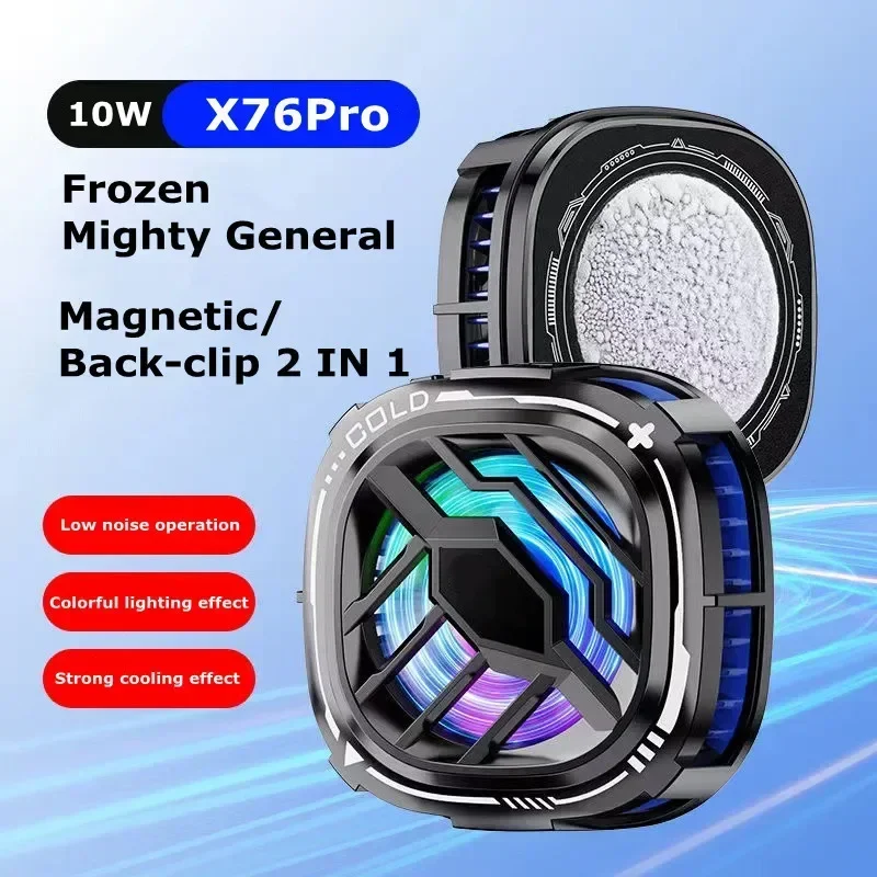 

2024 NEW X76Pro Mobile Phone Semiconductor Freeze Cooling Radiator Magnetic Back Clip 2 IN 1 for IPhone Android PUBG Game Cooler