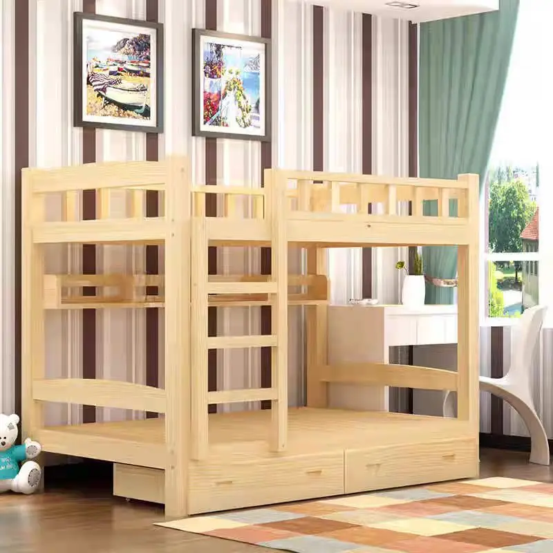 

！@2025 Factory Direct Solid Panel Bunk Bed with Drawers Stair for Wholesale Pine Solid Wooden Nordic Wood Bunk Bed