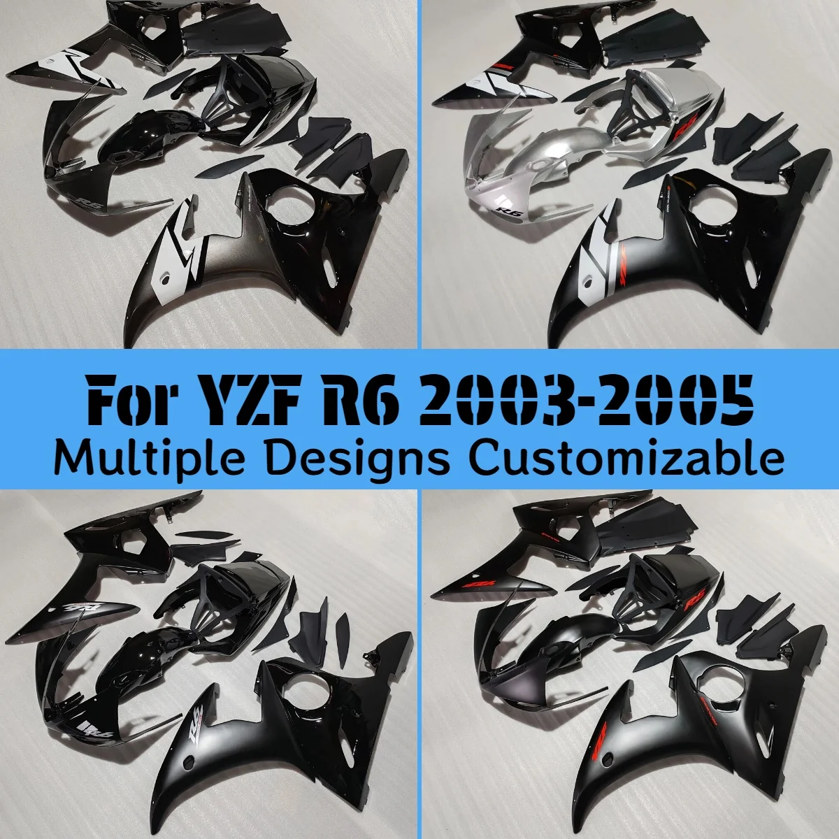 For YAMAHA YZFR6 2003 2004 2005 Full Fairing Kit YZF R6 03 04 05 Customizable Motorcycle Accessories Injection Fairings Bodywork