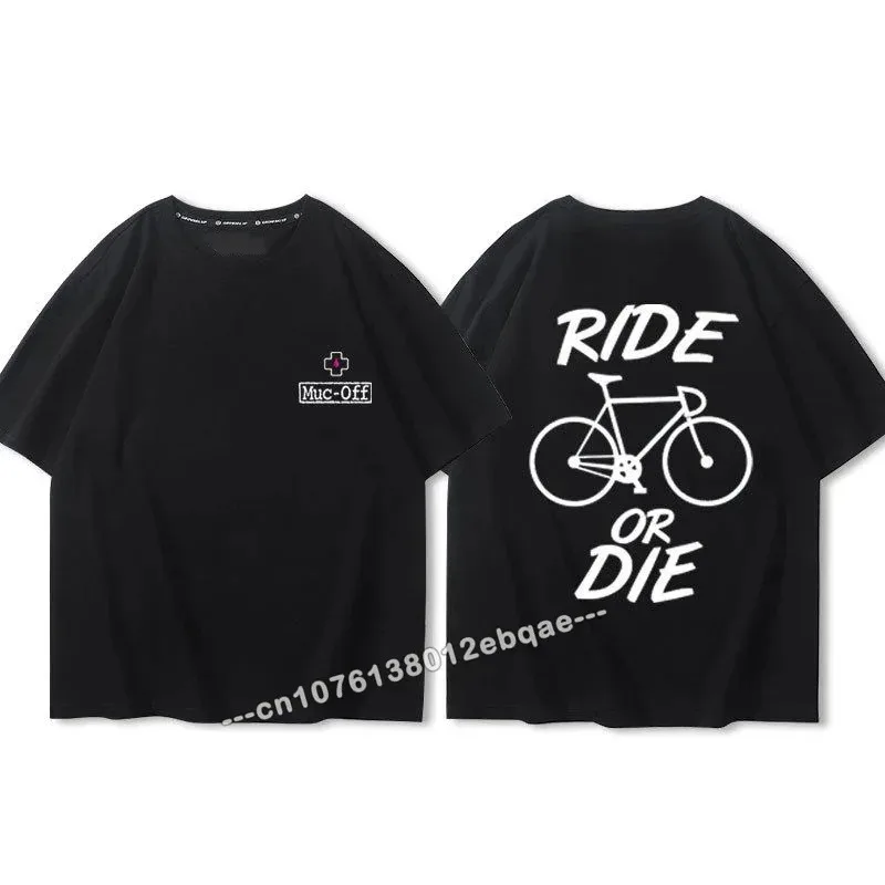 Ride Or Die Letter Print Cotton T Shirt Fashion Brand Short Sleeve Tops Man Women Summer 2024 New Cool Tees Loose Men\'s Clothing