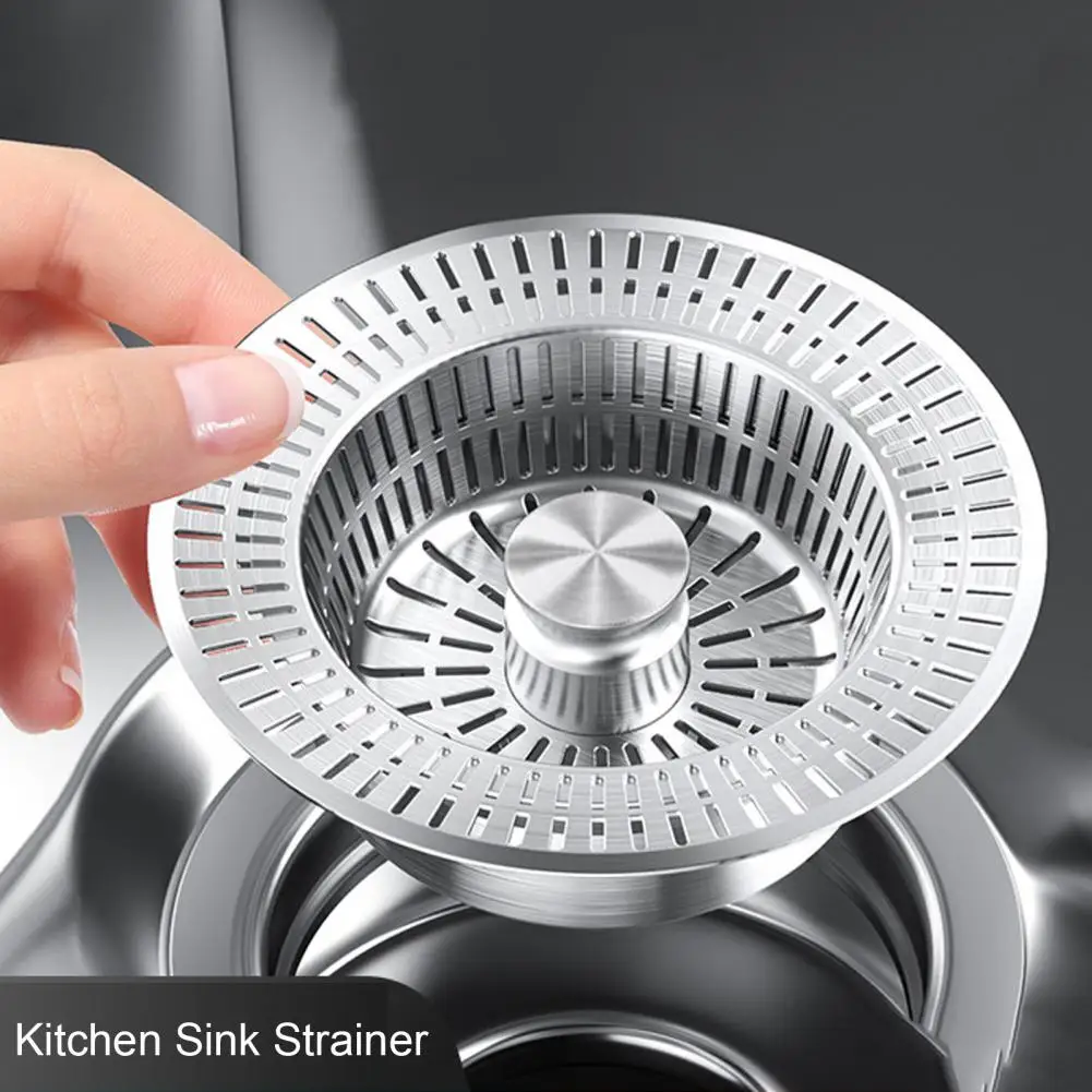 1/2Pcs Kitchen Sink Drain Strainer Press Stopper Quick Drainage Stainless Steel Sink Drain Filter Catcher Basket Cover 싱크대 여과기