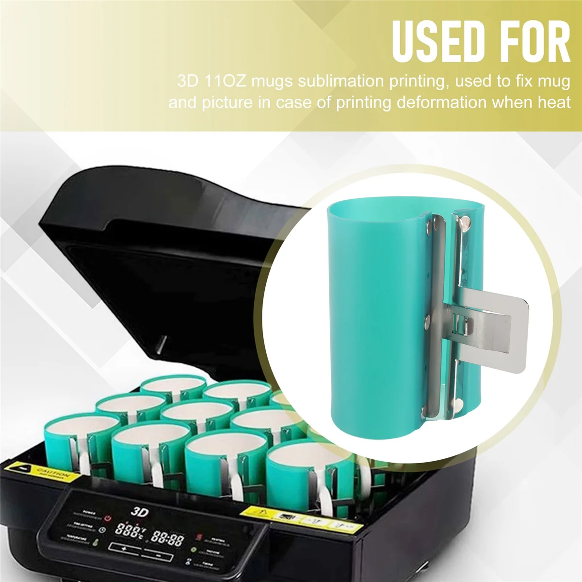 12PCS/LOT 3D Sublimation Machine Silicone Mug Wraps Rubber Clamps 11OZ Mug Silicone Mould Fixture for 3D Sublimation Printing