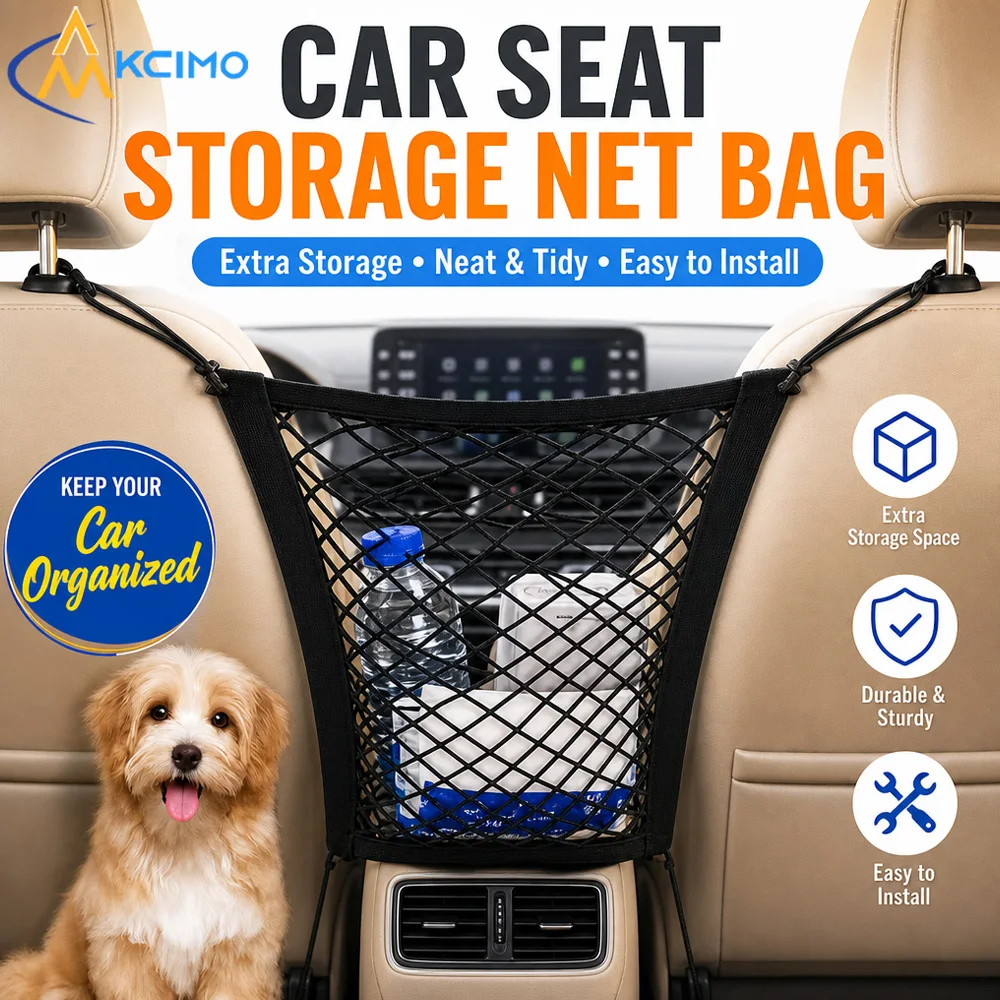 2‑In‑1 Elastic Car Seat Gap Storage Net Bag Stretchable Seat Organizer Pocket Pet Barrier Divider Isolate Pets For Sedan SUV MPV