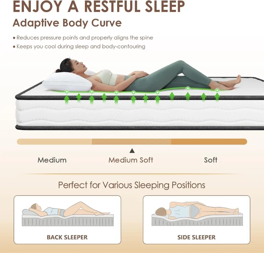 6 Inch Hybrid Mattress with Innerspring and Foam/Medium Firm Spring Mattress/Twin Size Mattress in a Box/CertiPUR-US Certified image 5