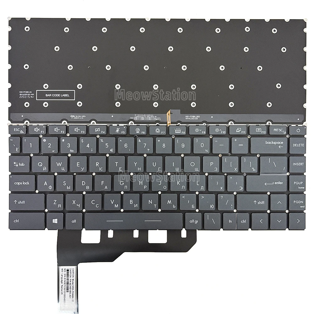 Teclado retroiluminado estadounidense/ruso para MSI Prestige 14 A11SB A11SC A11SCX 14Evo A11M A11MO A12SC A12M A10RAS A10RB A10RBS A10SC,Prestige 15 A11SB A11SC A11UC A11UD A12SC A12UC A12UD,MS-14D1 MS-14D3 MS-1552