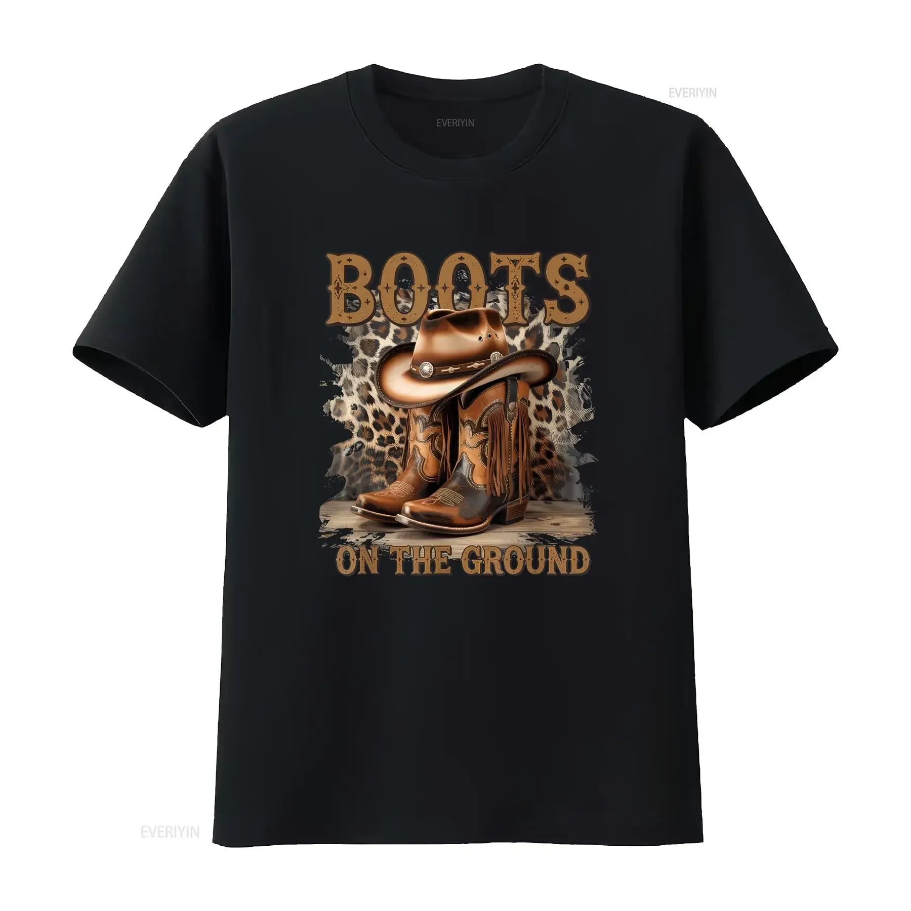 Boots On The Ground T Shirt  vintage Washed Stretched graphic Casual Top For Everyday Wear Breathable Versatile Comfortable