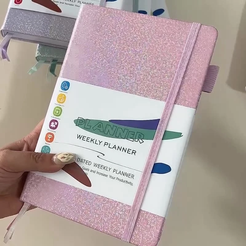 Caderno A5 de papel diário com alça elástica e adesivos de diário azul durável fácil de usar Aprox. 21 X 14,5Cm