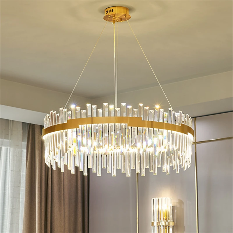 

Modern Luxury Crystal Chandelier Lights Creative Simple Living Room Lamp Lamp Home Appliance Kitchen Lustre Pendant Lights