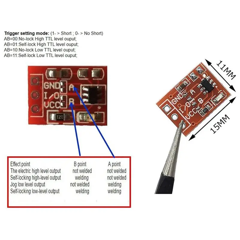 A64I 100Pcs TTP223 Touch Key Switch Module Touching Button Self-Locking/No-Locking Capacitive Switches Single Channel