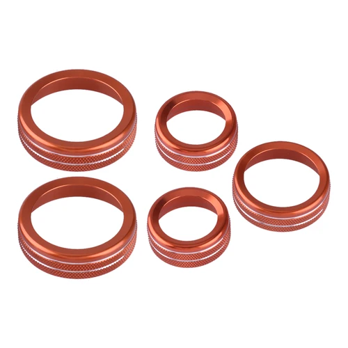 Imagen 2 del producto 5 unids/set cubierta de anillo embellecedor de perilla de consola central de coche apto para Ford Maverick 2023 2022 aleación de aluminio naranja