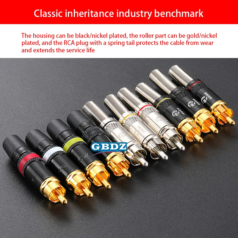 NYS373 Pure Copper Gold-Plated RCA  Audio Video Weld Plug Connectorlotus Head HIFI Audio And Video DVD Cinema fever Speaker Jack