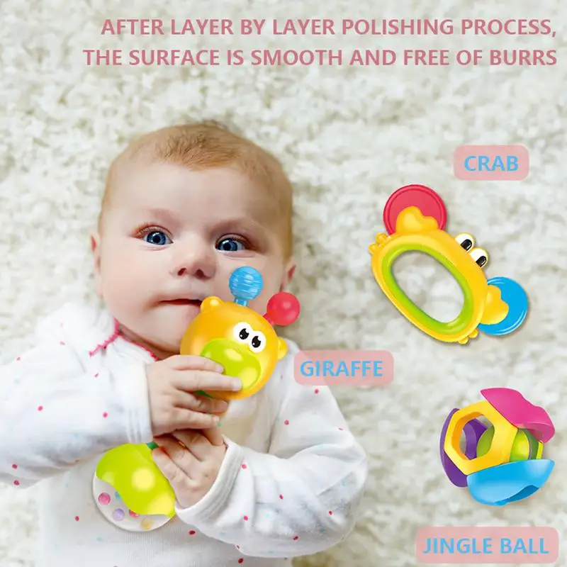 Rattle Toy 10PCS Sensory Teether Toys Learning Activities Early Development Toy For Kids Ages 0-3 Enhance Fine Motor Skills