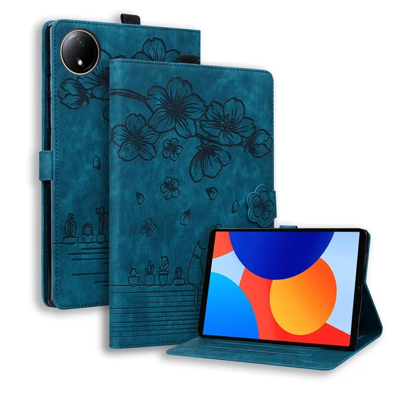 Tablet Cover For Xiaomi Redmi Pad SE 8.7 Case Embossed Flowers PU Leather Wallet Flip Stand Cover For Funda Redmi Pad 8.7'' Case