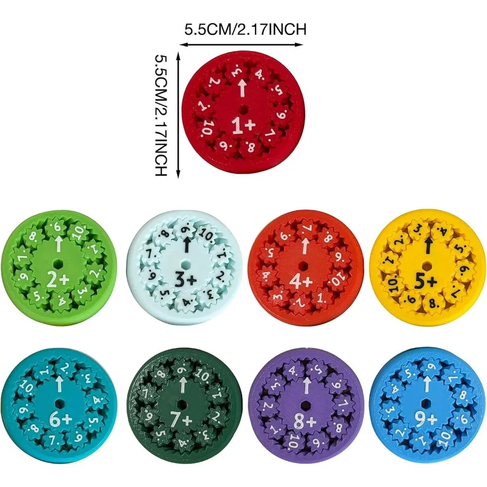 Math Fidget Spinner numéro rond Math Fidget Spinner pour les enfants apprendre l'addition soustraction Multiplication Division 18 pièces