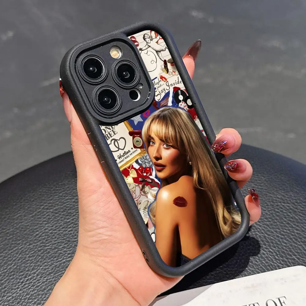 

Sabrina Carpenter Phone Case for iPhone 17 16 15 14 13 12 11 Air Pro Max Plus Black Soft TPU Shockproof Cover