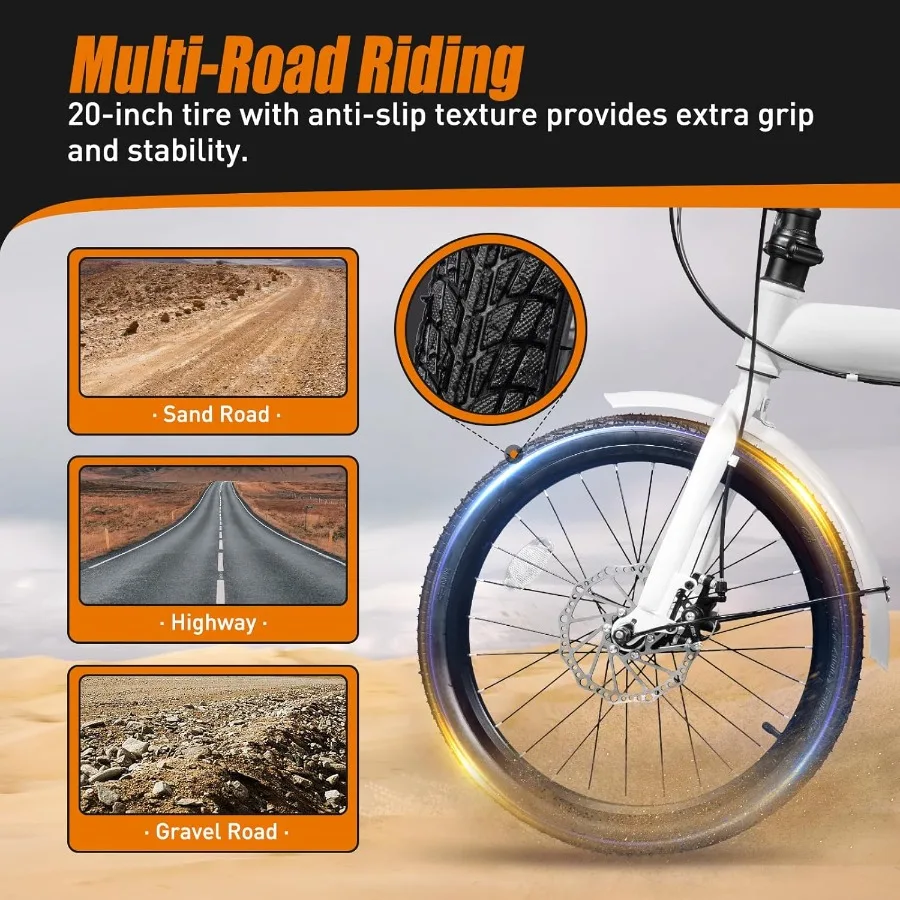 دراجة قابلة للطي مقاس 20 بوصة مع ناقل حركة 7 تروس وفرامل قرصية أمامية وخلفية خفيفة الوزن بإطار من سبائك الألومنيوم قابلة للطي دراجة Desi