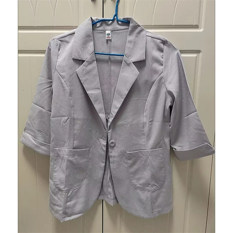 Giacca da abito piccola in lino da donna in stile britannico 2025 Primavera Estate per il tempo libero Breve giacca piccola di grandi dimensioni Protezione solare Abbigliamento Top Coat