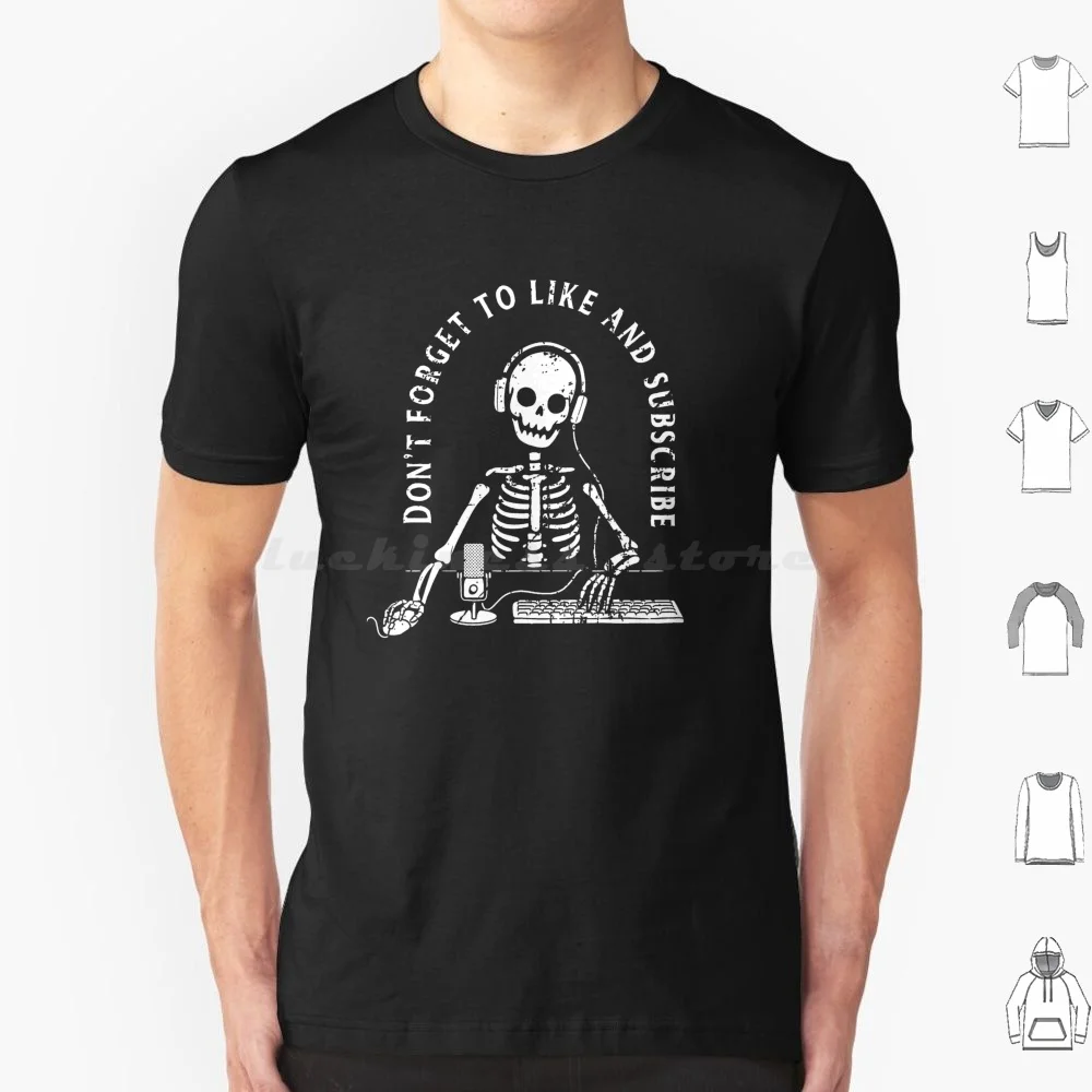 

Like And Subscribe T Shirt 6xl Cotton Cool Tee Streamer Emo Esports Gamer Gaming Goth Horror Like Skeleton Skull Skulls Twitch