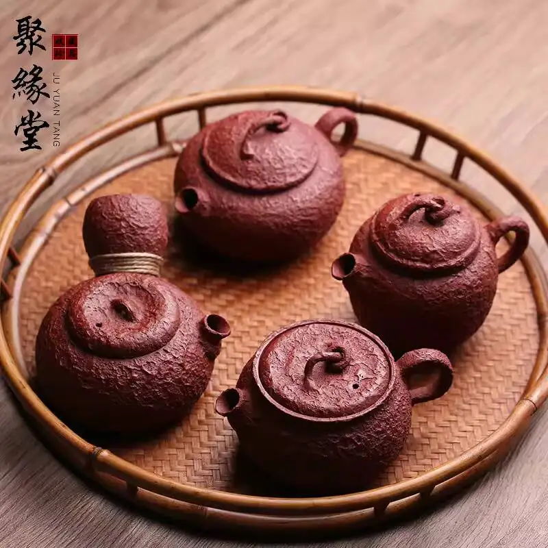 Yixing Purple Clown-Shaped Pure Handmade Imitation Vessel, Small Craft Teapot, Red Clay Tea Set