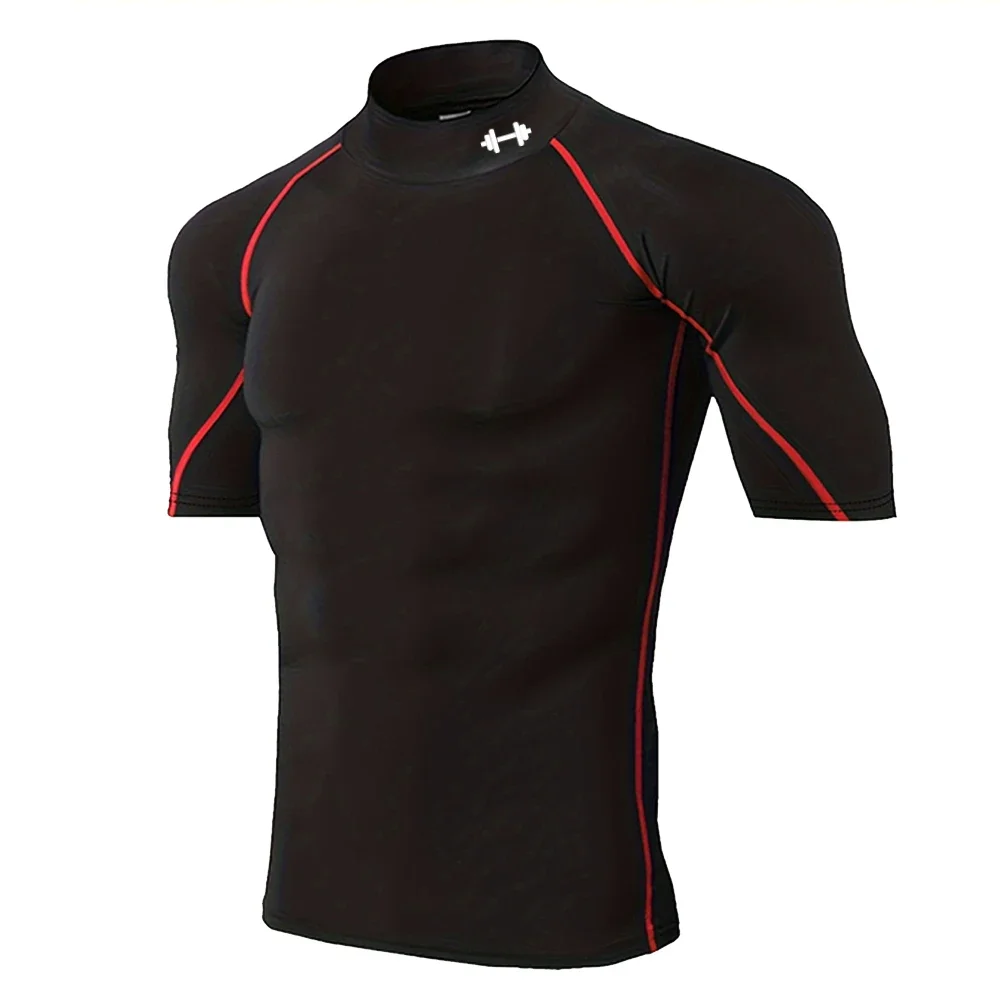 Quick-drying Exercise Compression Short Sleeve Summer Gym Running Training T-shirt for Men's Elastic Tight Sportswear Tops S-3XL image 4