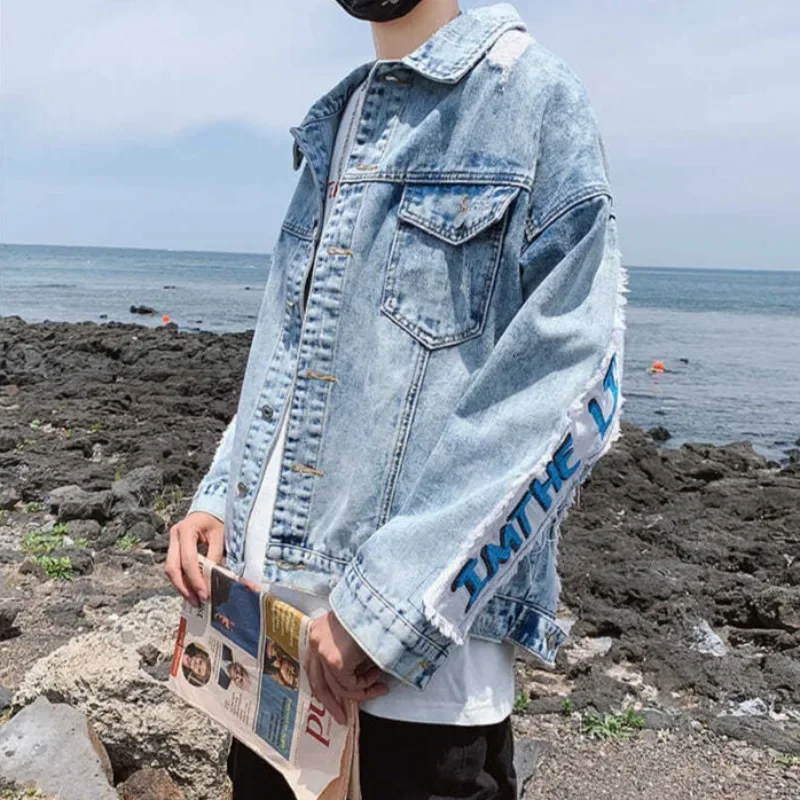 Male Jean Coats New In Winter 2024 Men's Denim Jacket Autumn Cowgirl Y2k One Piece Low Cost Aesthetic Cheap Price Stylish Korea