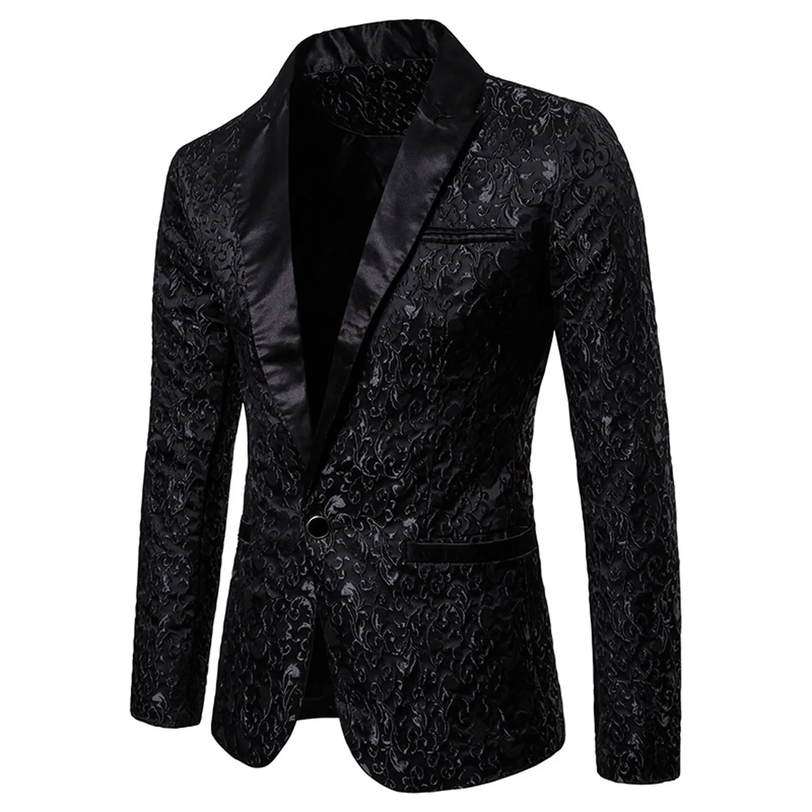 Men\'s Sequin Print Suit Jacket Slim Fit Lapel Button Long Sleeved Colorful Blazers Party Business Casual Suit Coat Tops For Men