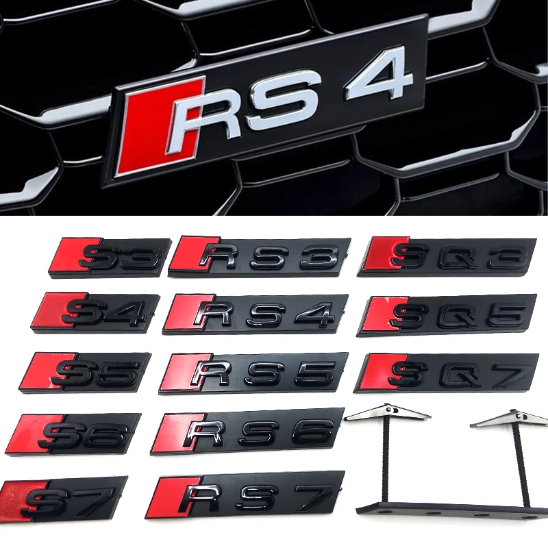 ABS Car Front Grille Badge Logo Exterior Modification Accessories For Audi S4 S3 S5 S6 S7 RS3 RS4 RS5 RS6 RS7 SQ3 SQ5 SQ7