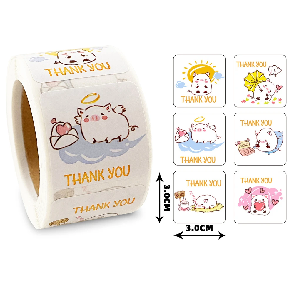 300Pc/Roll Cute Cartoon Floral Thank You Stickers Holiday/Birthday/Wedding Party Gifts Decor Seal Sticker Baking Envelope Labels