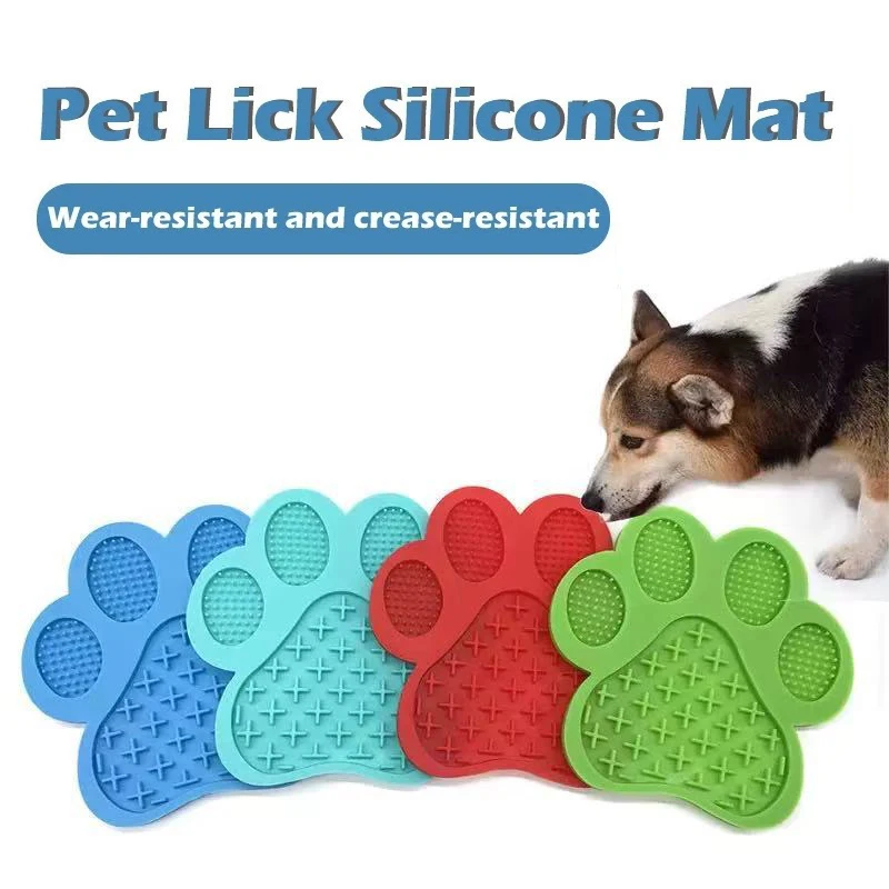 

Funny Paw Shape Silicone Dog Licking Pad Washable Bathing Grooming Strong Suction Cup Slow Feeder Dog Bowl Pet Food Storage
