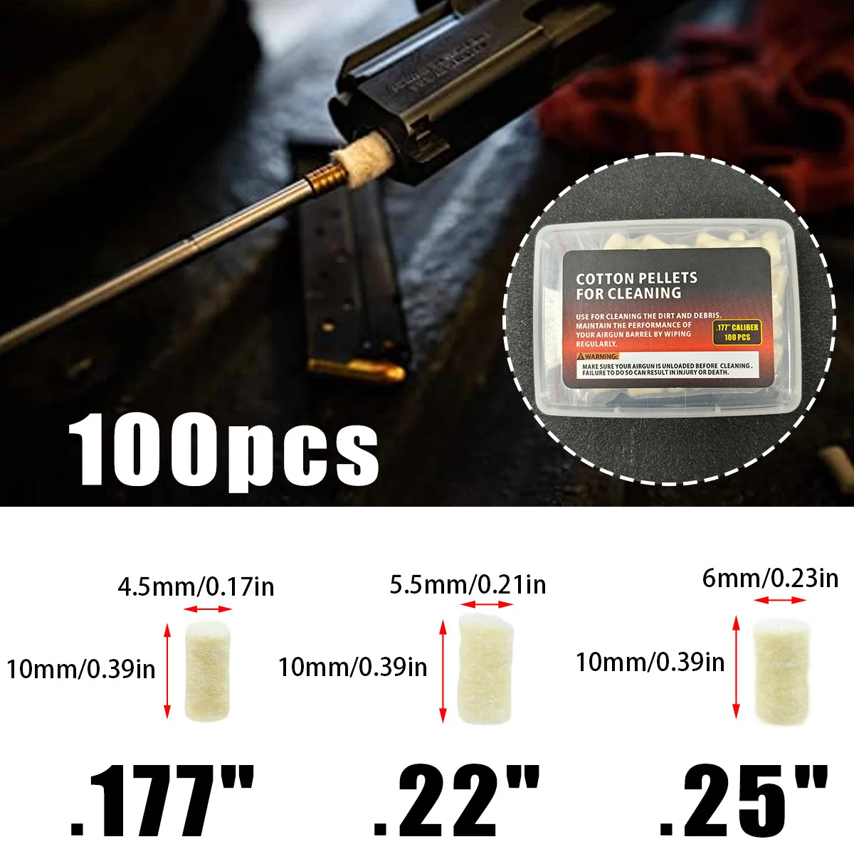 

Cleaning Kit .177 .22 .25 Caliber Wool Felt Cleaning Pellets with Woven Texture Removed Fouling and Dirt Clean Rust/ Lead Debris