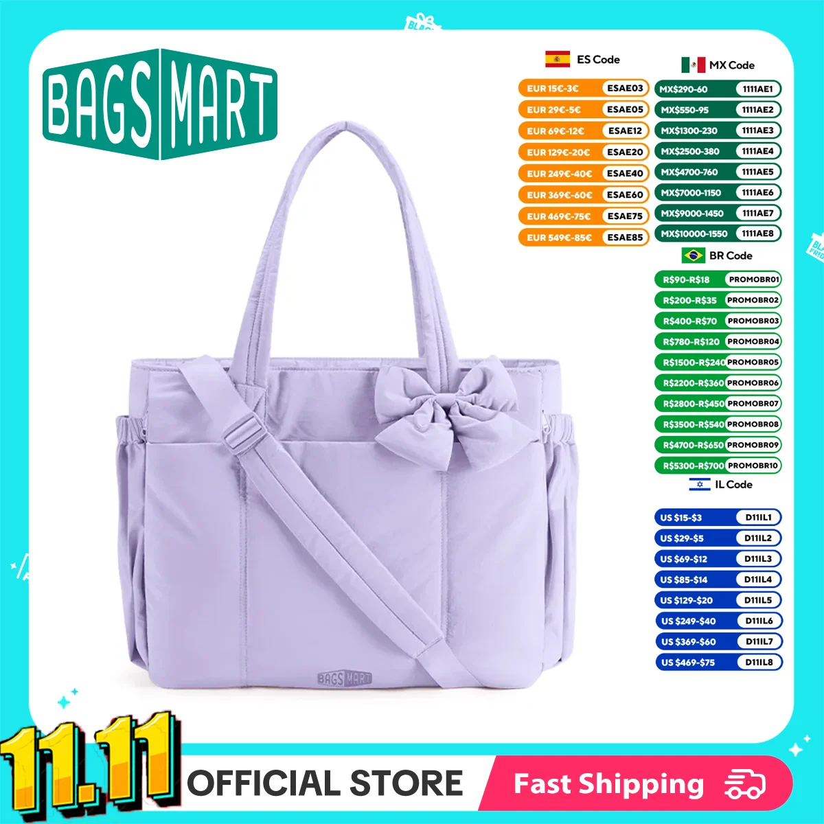 

BAGSMART Large Capacity Tote Bag for Women Versatile Commuting Handbag Messenger Multiple Pockets Shoulder Sport Bag