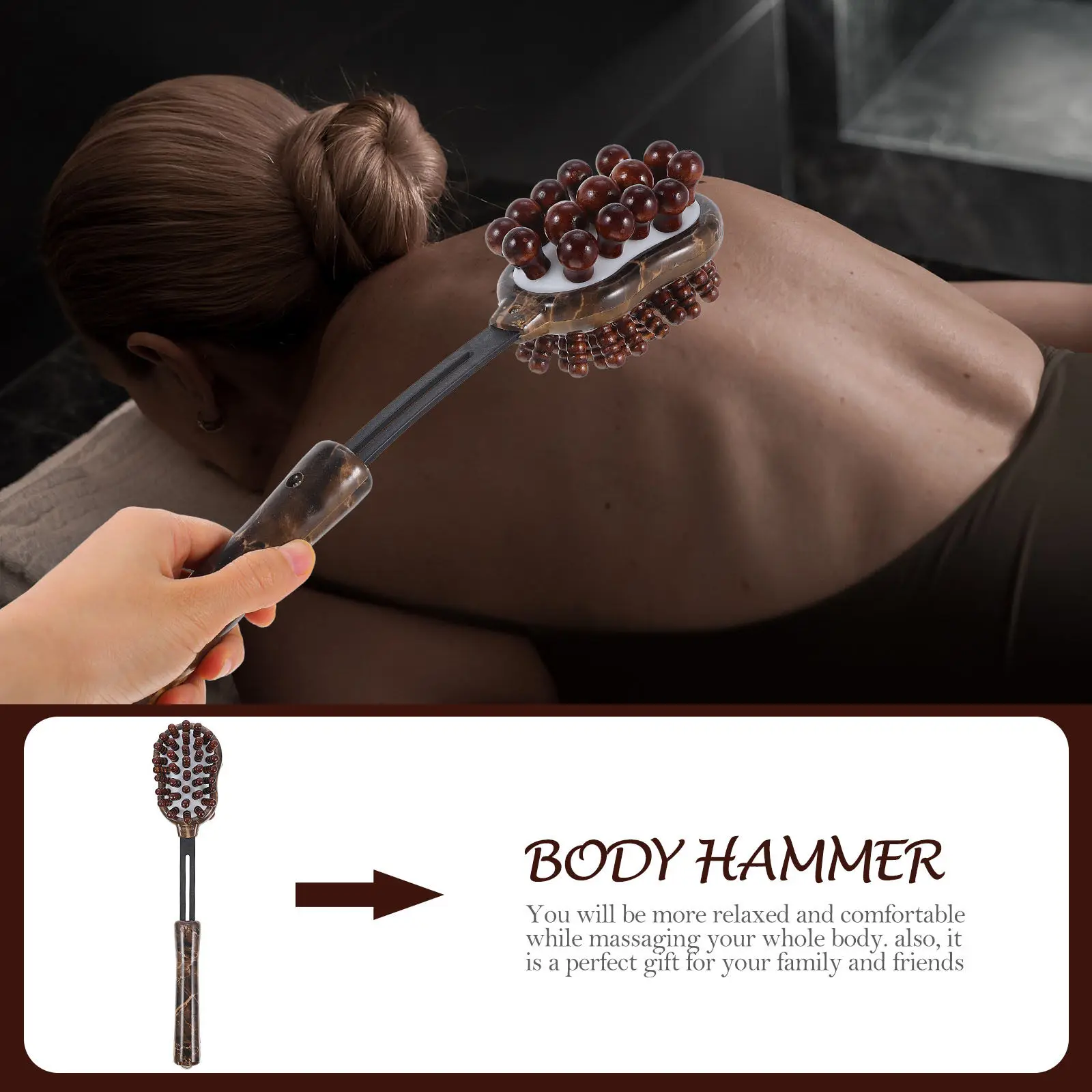 

Массажный молоток для тела с деревянными шариками, ручной массажер для постукивания, эргономичная ручка, для расслабления мышц всего тела, терапия для спины, шеи, ног