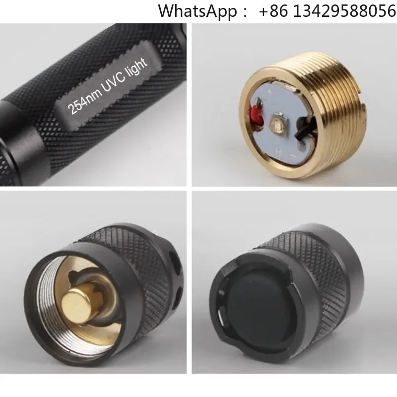 High Power Shortwave 254nm UVC LED Flashlight SW UV Torch Lamp Fluorescent Minerals Phosphor Detection