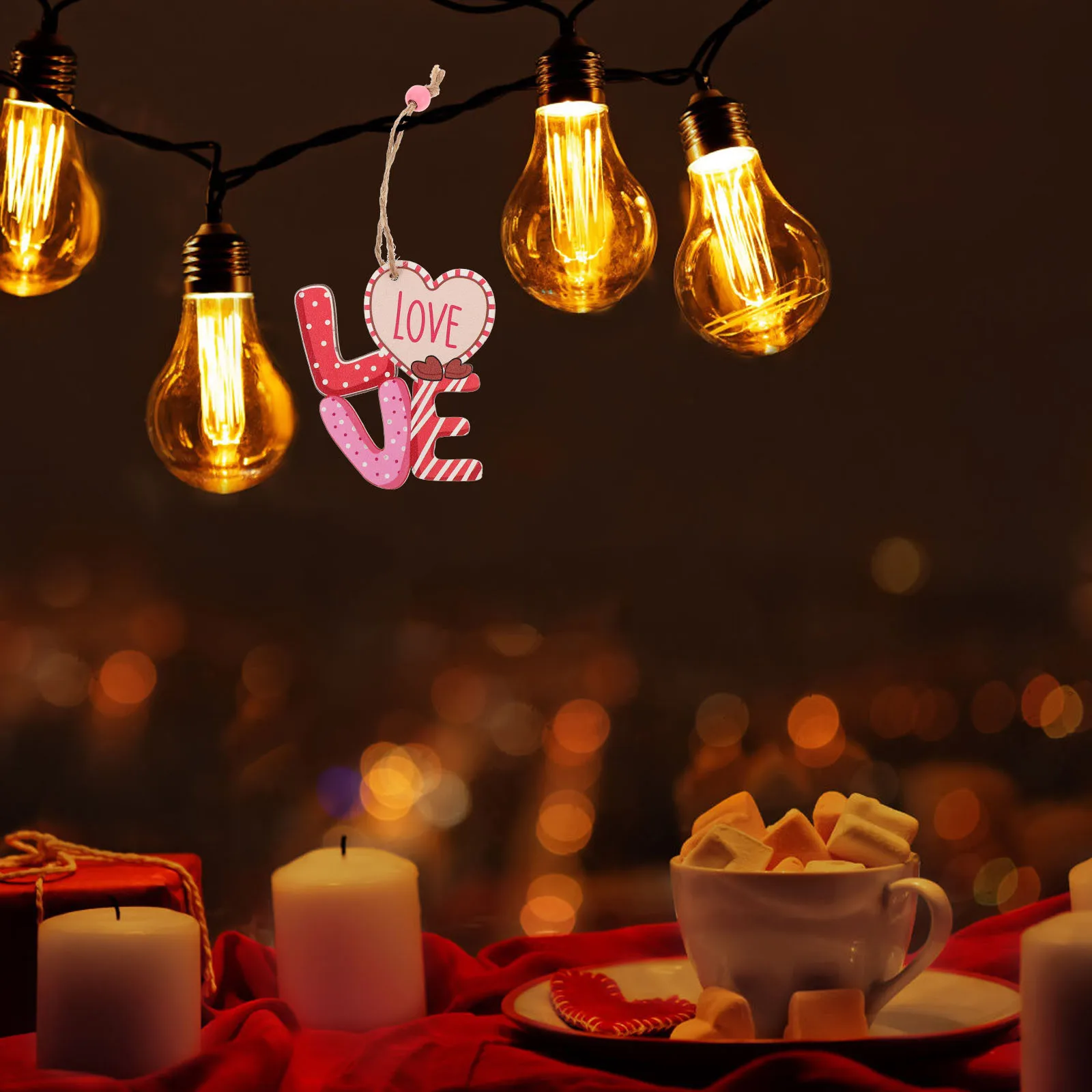 

3pcs Valentine Wood Hanging Ornaments 3-Compartment Box Heart Flower Design Natural Wooden Decor For Home Wall Door Bedroom