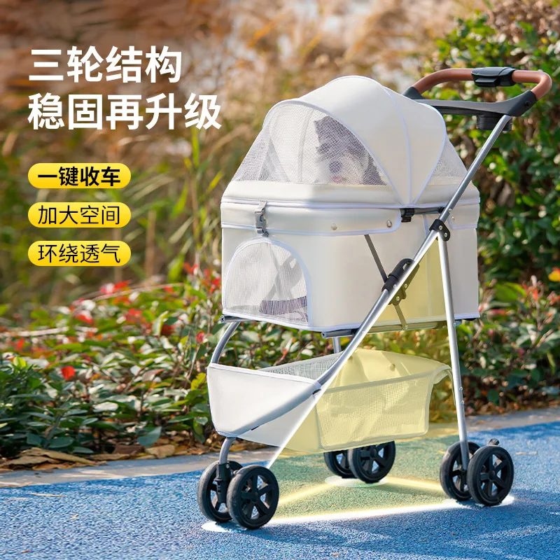Carrito plegable de 3 ruedas para perros y gatos pequenos y medianos - imagen 4