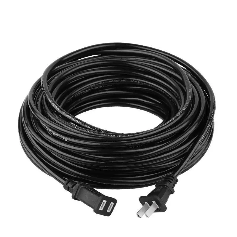 US Canada 2-prong Male To Female Power Extension Cable, NEMA 1-15P To 1-15R AC Power Cord 10A 0.3m/0.5m