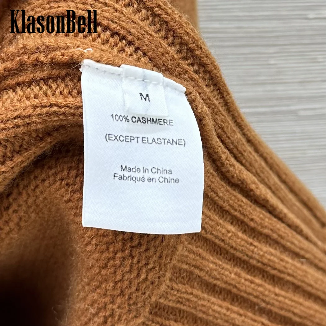 9.26 KlasonBell-Women Autumn Winter New Half Zipper Lapel Cashmere Keep Warm Knitwear Cuff Split Design All-match Sweater