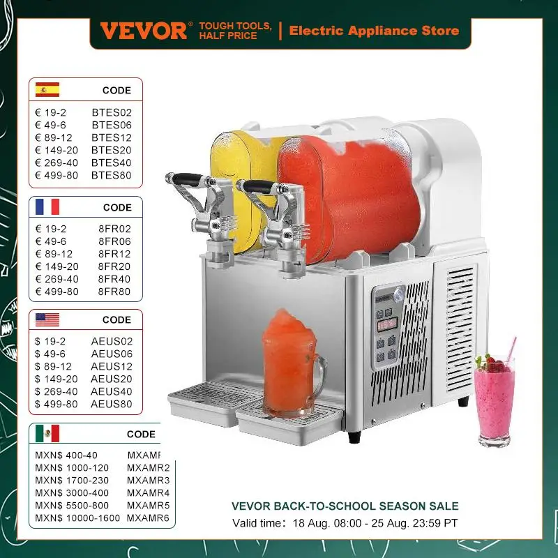 VEVOR-Distributeur de Slushie Commercial, Machine à Slush, Distributeur de Clics Frozen, Jus Glacé, SmUnvétérans wn ie Granita, 3 L, 6L, 1/2 Bocaux