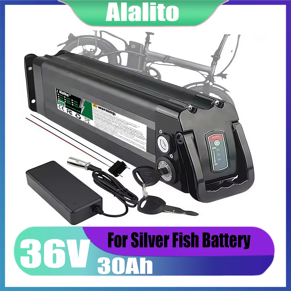 For Silver Fish lithium battery pack, 36V 20Ah-50Ah 18650 battery, compatible with 250W-1000W folding bicycle wheel hub motor