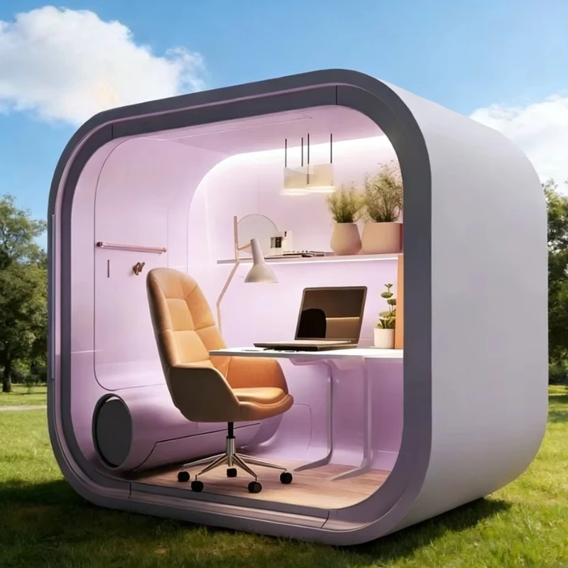 Modern Minimalist Aluminum Alloy Phone Booth with Sound Insulation & Cooling for Mobile Office Studio Outdoor Use
