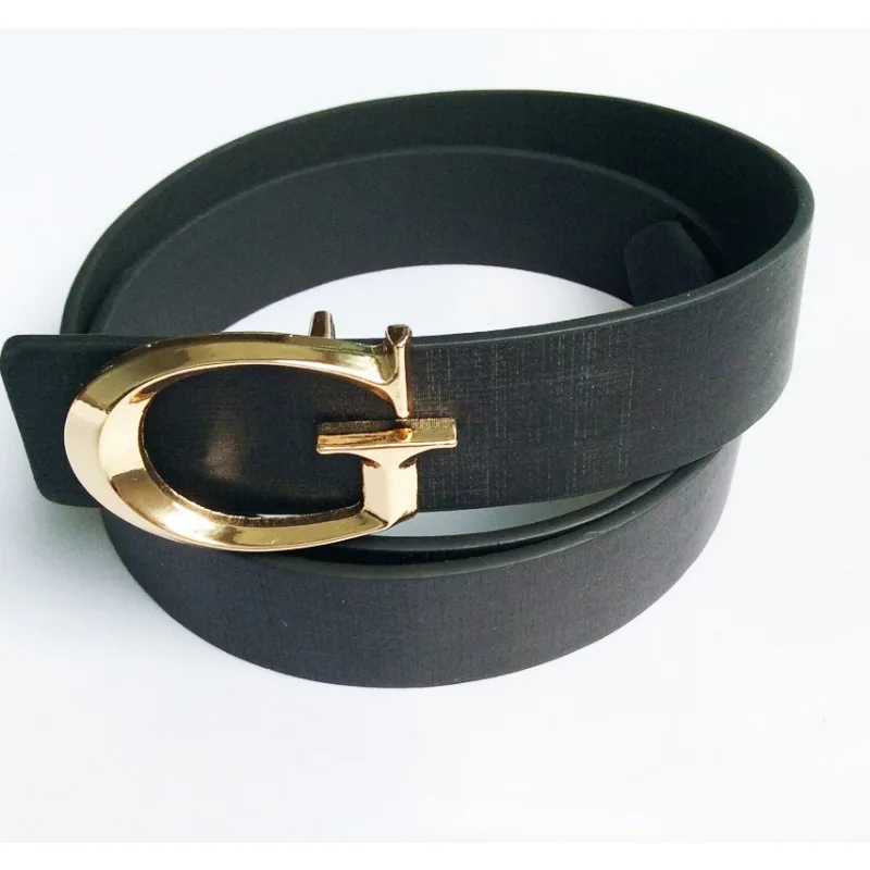 New Leisure Fashion Belt Korean Version Men's and Women's Gold Buckle Belt Versatile Trend Light Luxury C-shaped Buckle Belt