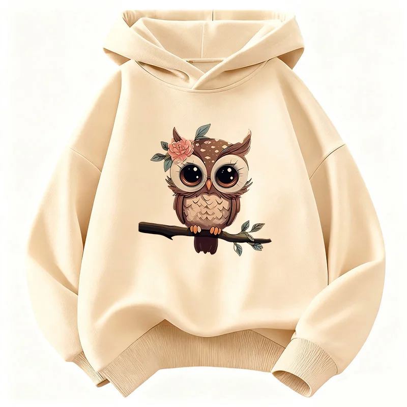 Cartoon-Eulen-Hoodie für Kinder, lustiger Kinder-Sweatshirt mit Kapuze, lässige Kapuzenpullover für Jungen und Mädchen