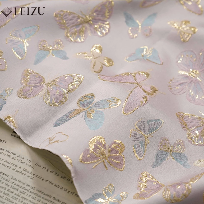 

Golden Silk Butterfly Brocade Fabric Yarn Woven Jacquard Cloth for Dress,women's Clothing Tote Bag,Curtain,Tablecloth 50X148cm