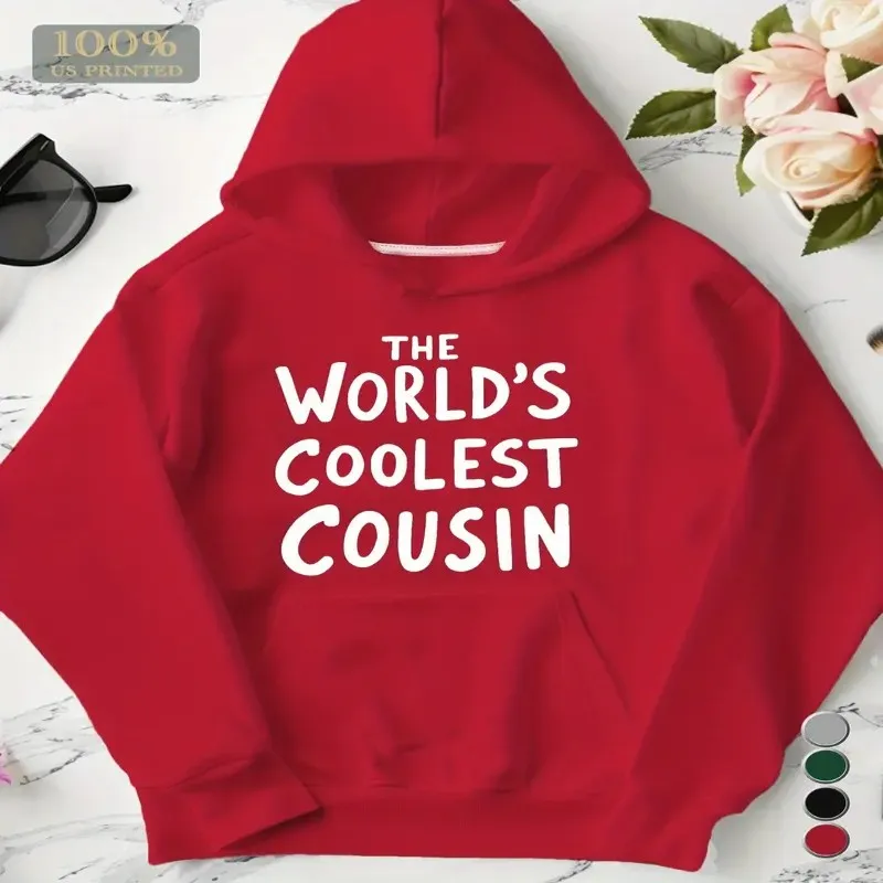 Fall Winter Women Female Clothes Plus Size Sweatshirt The World Is Coolest Cousin White Art Design Graphic Street Style Trendy